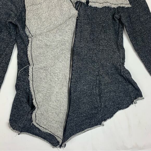 Blanc Noir asymmetrical jacket women's small gray grunge moto waterfall distress - Picture 6 of 12